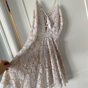 Short White Lace Tie Dress